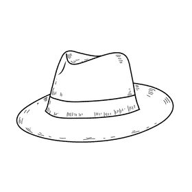 Men panama hat black and white clipart