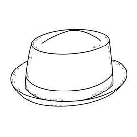 Men porkpie hat black and white clipart