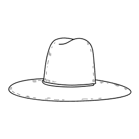 Men sun hat black and white clipart