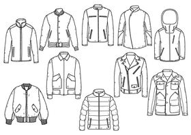 Men jackets black and white vector