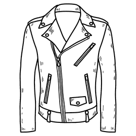 Men biker jacket black and white clipart