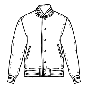 Men varsity jacket black and white clipart