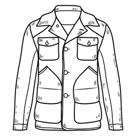 Men waxed cotton jacket black and white clipart