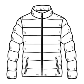 Men winter jacket black and white clipart