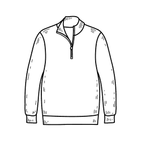 Men halfzip sweater black and white clipart