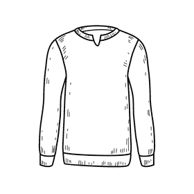 Men notch neck sweater black and white clipart