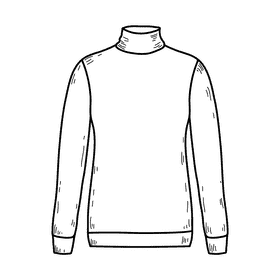 Men turtle neck sweater black and white clipart