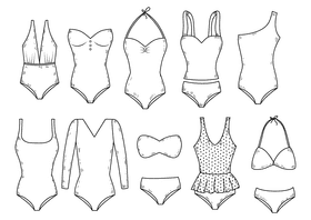 Women swimsuits black and white vector