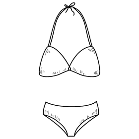 Women bikini swimsuit black and white clipart