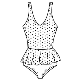 Women peplum swimsuit black and white clipart