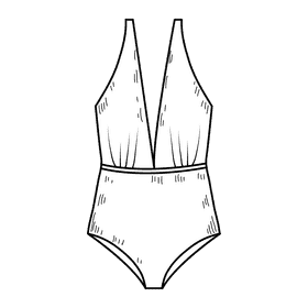 Women plunge swimsuit black and white clipart