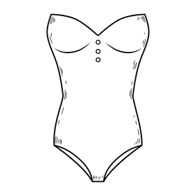 Women strapeless swimsuit black and white clipart