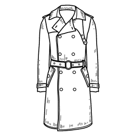 Women double breasted trench coat black and white clipart