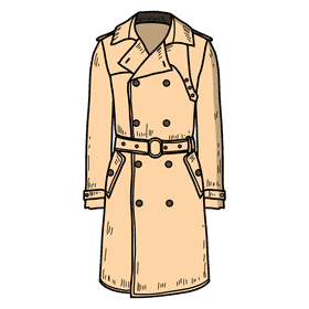 Women double breasted trench coat clipart