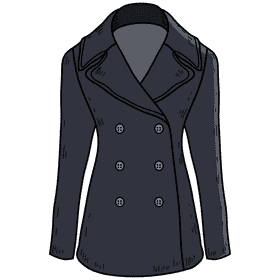 Women pea coat clipart
