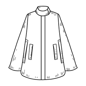 Women poncho coat black and white clipart