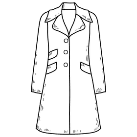 Women reefer coat black and white clipart