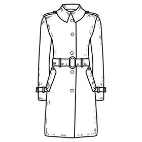 Women single breasted trench coat black and white clipart
