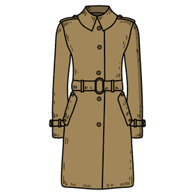 Women single breasted trench coat clipart