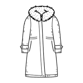 Women winter wool coat black and white clipart