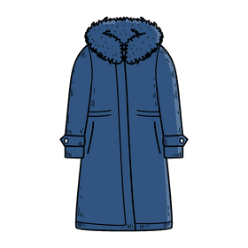 Women winter wool coat clipart