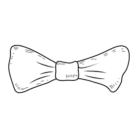 Men assymetrical bow tie black and white clipart