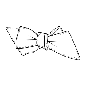 Men oblique end bow tie black and white clipart