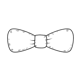 Men rounded club bow tie black and white clipart