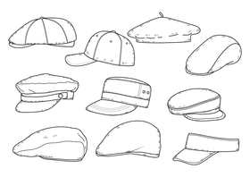 Men caps black and white vector