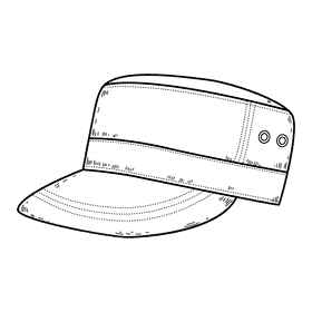 Men cadet cap black and white clipart