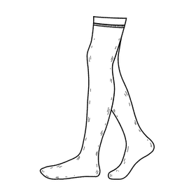 Thigh high sock black and white clipart