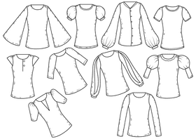 Women blouse by sleeves black and white vector