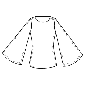 Bell sleeve blouse black and white clipart