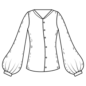Bishop sleeve blouse black and white clipart