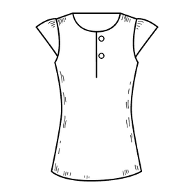 Cap sleeve blouse black and white clipart
