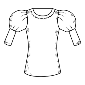 Juliette sleeve blouse black and white clipart
