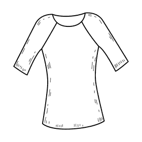 Raglan sleeve blouse black and white clipart