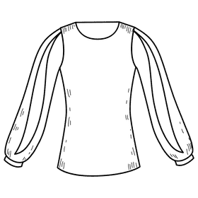 Split sleeve blouse black and white clipart