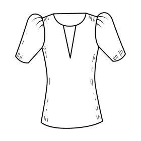 Tucked sleeve blouse black and white clipart