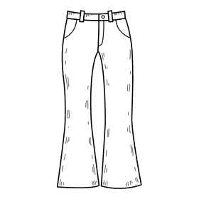 Women flare pant black and white clipart