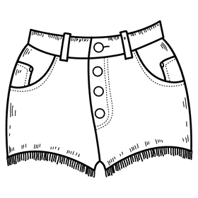 Women hot pant black and white clipart