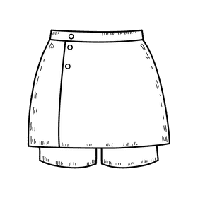 Women skort pant black and white clipart