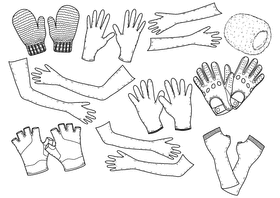 Gloves black and white vector
