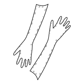 Elbow gauntlet gloves black and white clipart
