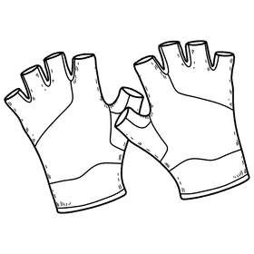 Half mitt gloves black and white clipart