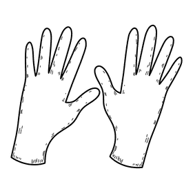 Short gloves black and white clipart