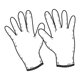 Working gloves black and white clipart