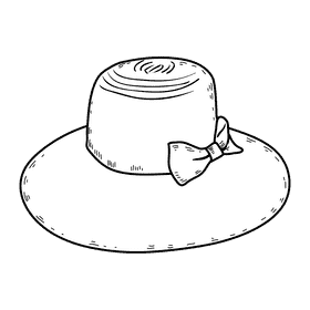 Women sun hat black and white clipart