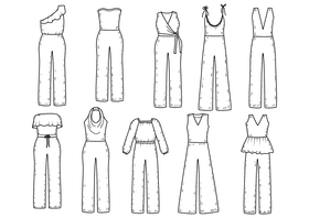 Women jumpsuits black and white vector