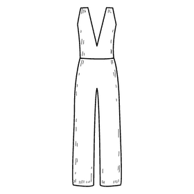 Deep v neck jumpsuit black and white clipart